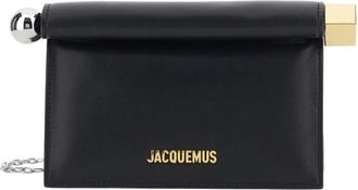 Jacquemus La Petite Pochette Rond Carr&eacute; - Dames - Clutches - Zwart - ONE Size - Katoen - Tassen