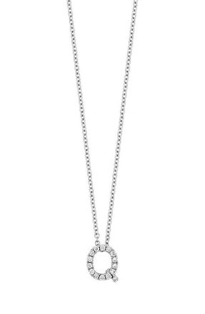 Bony Levy Diamond Pavé Initial Pendant Necklace in 18K White Gold - Q at Nordstrom, Size 18 In