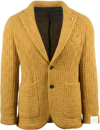 L.B.M. 1911 Knit Blazer with Textured Geometric Pattern and Notch Lapel