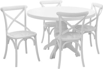 Premier Housewares Interiors By Premier Contemporary White Wash 5Pc Dining Set, Space Saving Design Dining Set, Durable Small Dining Set For House
