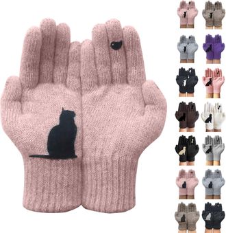 Generic Warm Gloves Women Thermal Gloves Winter Hand Warmer Thermo Knitted Thermogloves for Running Driving Cycling Windproof Walking Outdoor Ladies Cold Weat