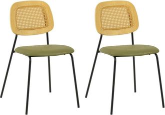 Mathi Design Lote de 2 sillas de comedor de polipiel verde