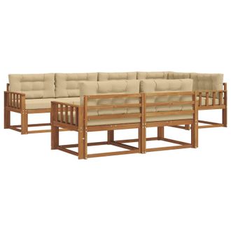 vidaXL Conjunto De Sof&aacute;s De Exterior Con Coj&iacute;n 7 Pcs Natural Y Beige Vidaxl