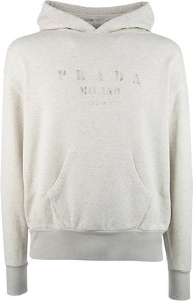 Prada Hoodies & sweatvesten, Heren, Grijs, S, Katoen, Cotton Fleece Hoodie