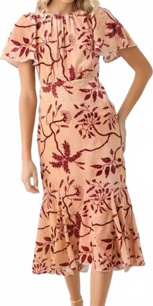 Rhode Resort Grande Arabella Floral Midi Dress In Cream Enchanted Vine