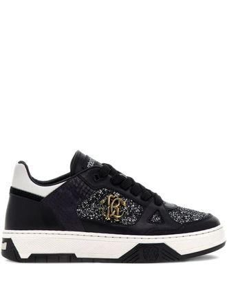 Roberto Cavalli Mirror Snake-plaque sneakers - women - Rubber/Bos Taurus/Pig Leather - 38 - D0146 BLACK