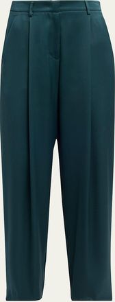 Giorgio Armani Pleated Silk Straight-Leg Trousers