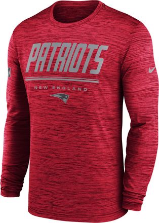 Nike New England Patriots Sideline Team Issue Velocity Nike Mens Dri-FIT NFL Long-Sleeve T-Shirt in Red | 02EQ65N8K-CH4