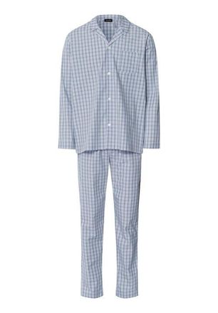 Hanro Night And Day Notch Collar Cotton Pajama Set in Sea Breeze Check at Nordstrom, Size Xx-Large