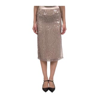 PESERICO Dames, Rokken, Beige, Maat: XS Zijde