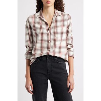 Frank & Eileen Eileen Relaxed Button-Up Shirt in Cream Wine Brown Plaid at Nordstrom, Size X-Large