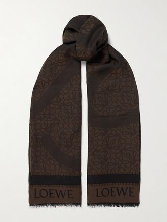 Loewe + Paulas Ibiza Sciarpa In Cotone Jacquard - Marrone