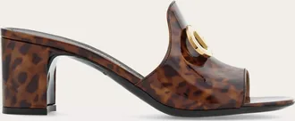 Ferragamo Women Mid heel mule with Gancini buckle Brown Size 10.5