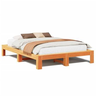 Berkfield Home Bed Frame without Mattress Wax Brown 140x190 cm Solid Wood Pine