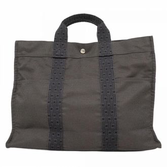 Herm&egrave;s Gray Canvas Tote Bag (Pre-Owned)