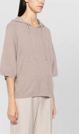 Fabiana Filippi cashmere blend metallic hooded short sleeve knitted top