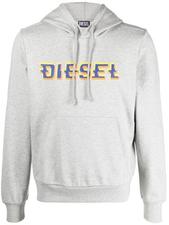 Diesel logo-print drawstring hoodie - men - Cotton/Polyester - M - Grey