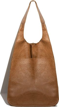 Nicole & Doris Large Tote Bags for Women Hobo and Shoulder Bags Soft Leather Vintage Oversized Shopping Bag Lightweight Work Bag Large Capacity Handbags Light Brown