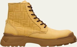 Fendi Mens FF Nubuck Combat Boots