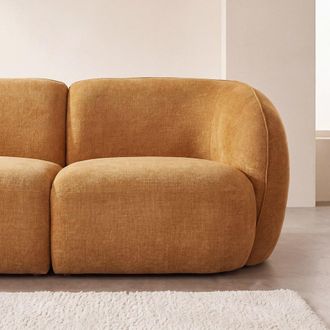 Maisons du monde Reposabrazos derecho para sof&aacute; modular de tejido de poli&eacute;ster efecto lino ocre