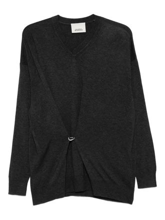 Isabel Marant Chiraz trui met V-hals en ringdetail - Grijs