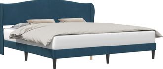 vidaXL Estructura De Cama Con Cabecera Azul 180 X 200 Cm Terciopelo Vidaxl