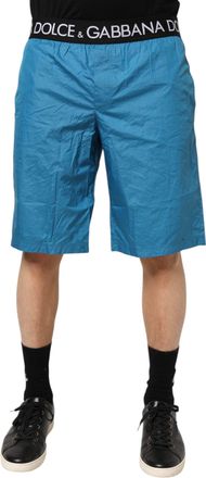 Dolce & Gabbana Blauwe Logo Tailleband Strandshorts Zwemkleding