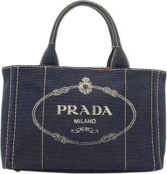 Prada Pre-owned Canapa Tote Baltico - Dames - Vintage Shopper - Blauw - ONE Size - Katoen - Vintage