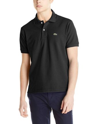 Lacoste Short Sleeve Pique Original Fit Polo Shirt In Black