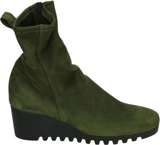 Arche Larazo Enkellaars - Dames - Laarzen met Hak - Groen - 37 EU - Leer - Schoenen