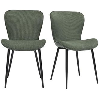 Miliboo Miliboo - Sedie design in velluto a coste color kaki e metallo nero (set di 2) addict