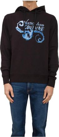 Versace Jeans Couture Hoodies & sweatvesten, Heren, Zwart, 2Xl, Katoen, Stijlvolle Sweatshirt voor Mannen en Vrouwen