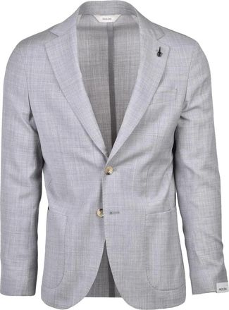 Paoloni Grey Unlined Rounded Wool-Blend Blazer