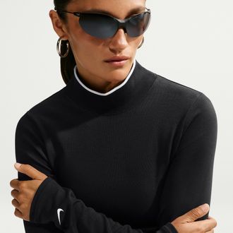 Nike Womens Nike Sportswear Tight Long-Sleeve Mock-Neck Top in Black | IO2725-010