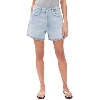 A Gold E Agolde Womens Leith Low Slung Relaxed Fit Denim Shorts, Convert