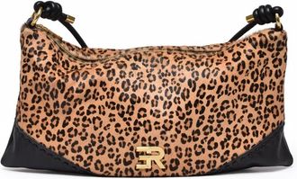 Ermanno Scervino Alicia Leopard Print Shoulder Bag With Gold Hardware Accents