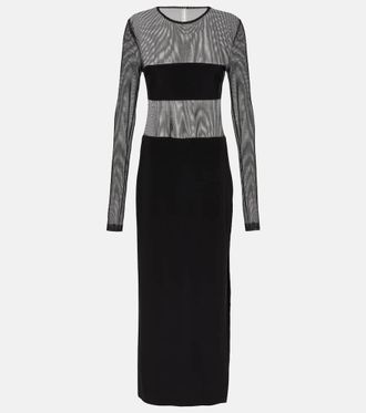 Norma Kamali Dash mesh and jersey maxi dress
