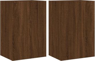 vidaXL Vidaxl - Muebles De Tv De Pared 2 Uds Madera Marr&oacute;n Roble 40,5x30x60 Cm