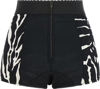 Dolce & Gabbana Zebra-Print Cotton Short Trousers - Black