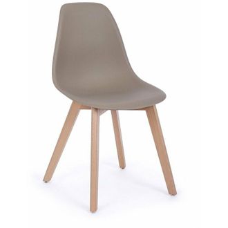 BIZZOTTO Sedia System con gambe in legno di faggio, per arredo interno 51,5 x 46,5 x h 86 cm -Tortora / Confezione da 2 pezzi