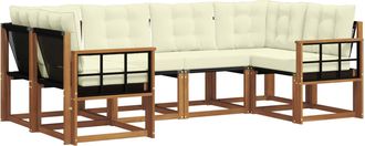 vidaXL Conjunto De Sof&aacute;s De Exterior 6 Uds. Natural Y Crema Vidaxl