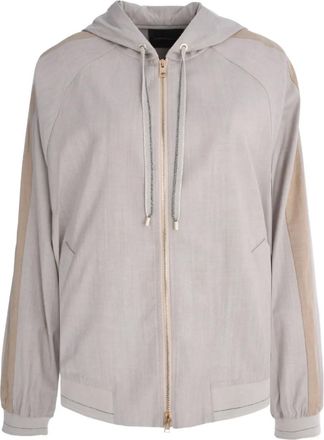 Lorena Antoniazzi Felpa bicolore con cappuccio - Toni neutri