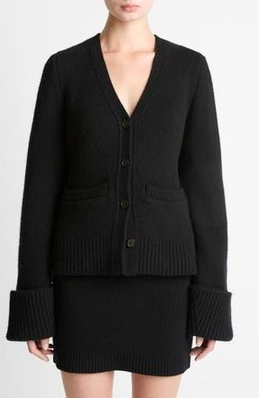 Vince Double Face Wool Blend Cardigan in Black at Nordstrom Rack, Size Xx-Small