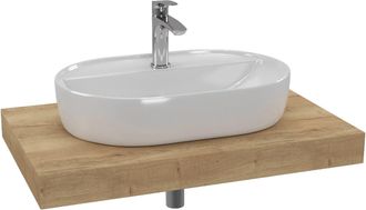 Puma Conjunto De Ba&ntilde;o Sat Con Encimera De Lavabo Dolce 80x8x50 Cm, Roble Halifax Ksetdo1