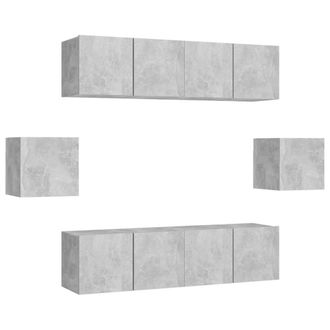 Berkfield Home 6 Piece TV Cabinet Set Concrete Grey Engineered Wood
