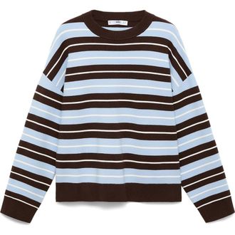 Mango Lotuina Stripe Sweater in Chocolate at Nordstrom, Size X-Large