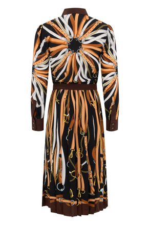 Gucci Chain and Stripe Printed Silk Dress - Black