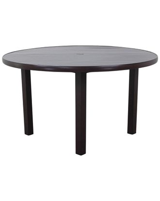Courtyard Casual Creative Outdoor Products Courtyard Casual Santorini Black Aluminum 54In Round Dining Table With Umbrella Hole