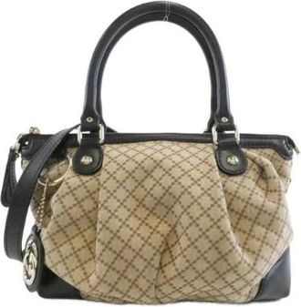 Gucci Pre-owned Handbags, female, Beige, Size: ONE SIZE Pre-owned Vintage Canvas Handbag