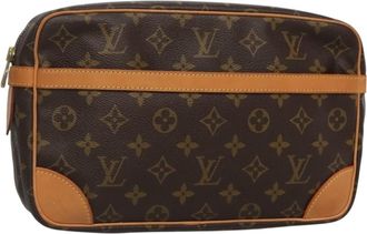 Louis Vuitton Compiegne 28 Brown Canvas, Leather Clutch Bag (Pre-Owned)